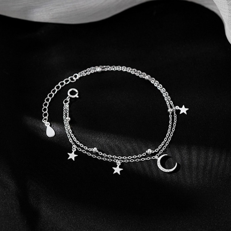 Unique Double-Layered Star and Moon Bracelet