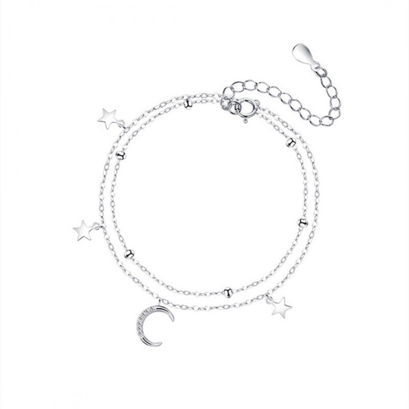 Unique Double-Layered Star and Moon Bracelet