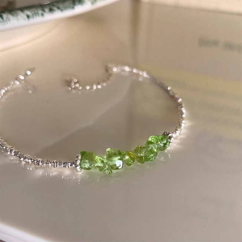 Olivine Crystal Bracelet Minimalist High-End Irregular