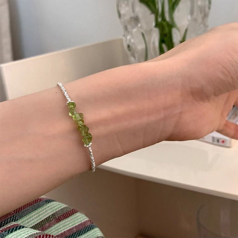 Olivine Crystal Bracelet Minimalist High-End Irregular