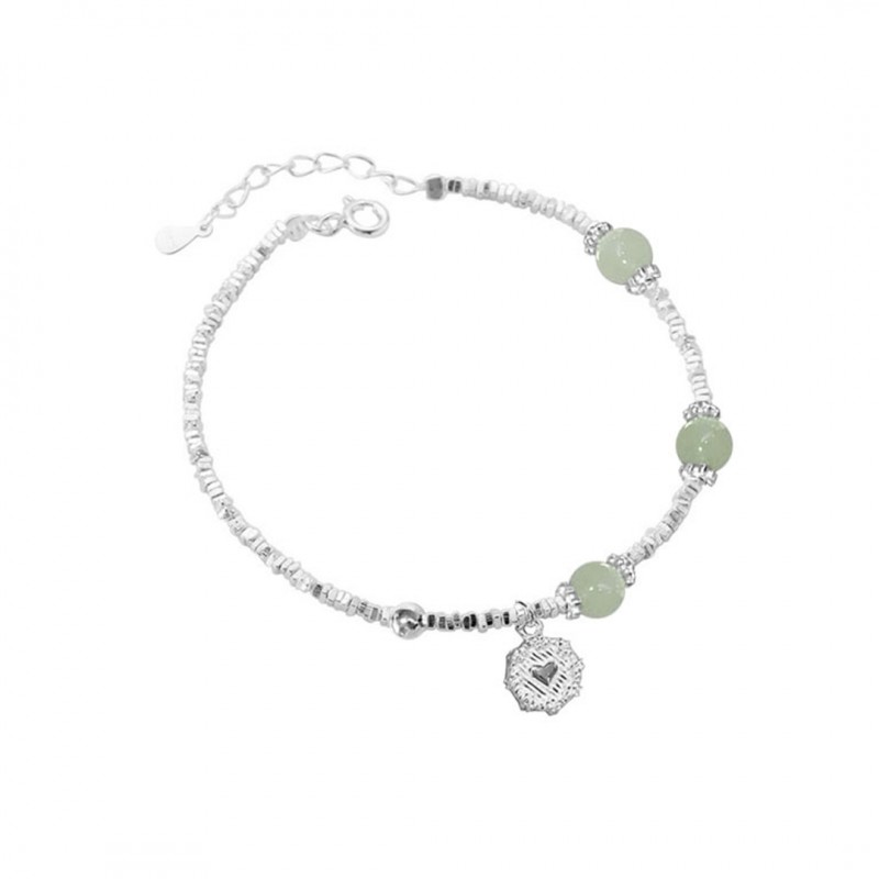 Jade Heart Round Pendant Bracelet