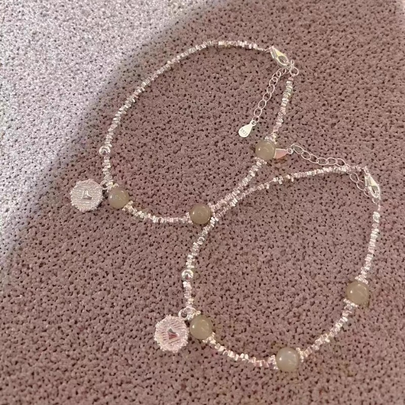 Jade Heart Round Pendant Bracelet