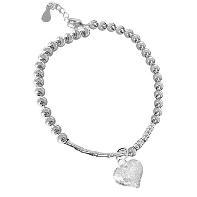 Frosted Love Heart Bracelet Irregular Design Bamboo Joint Beads