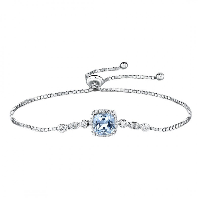 Silver Bracelet Sky Blue Cubic Zirconia