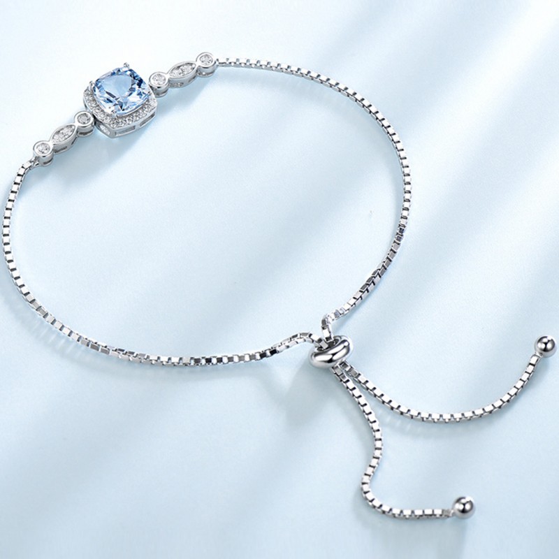 Silver Bracelet Sky Blue Cubic Zirconia