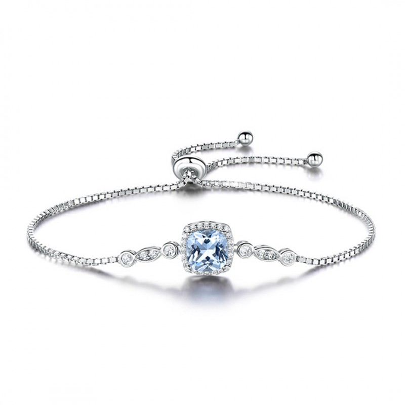 Silver Bracelet Sky Blue Cubic Zirconia