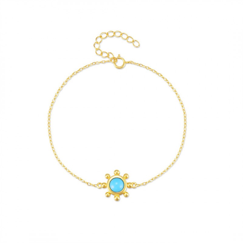 Minimalist Turquoise Flower Disk Bracelet