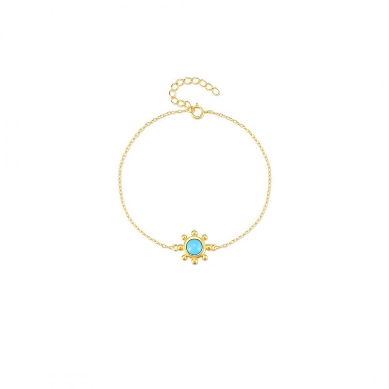 Minimalist Turquoise Flower Disk Bracelet