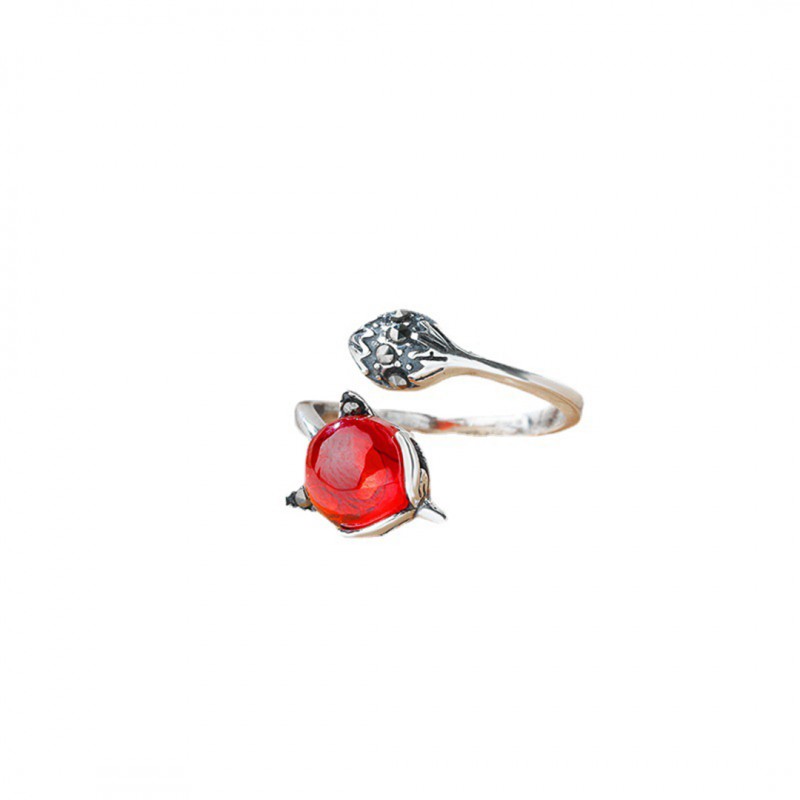 Garnet Fox Ring for Ladies with Open Design