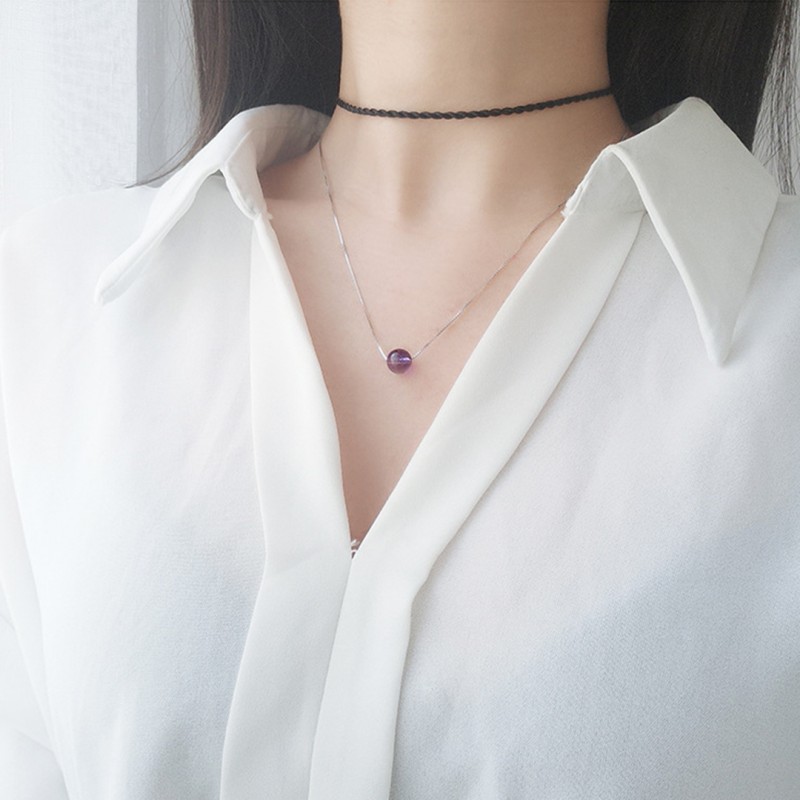 Chic Minimalist Style Amethyst Necklace