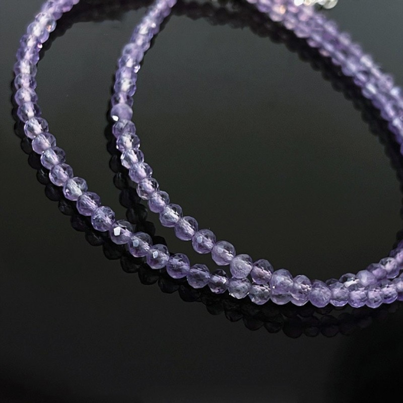 Elegant and Stylish Collarbone Necklace with Simple Amethyst Bead Strand