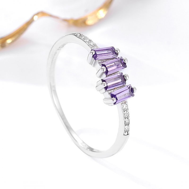 Square Amethyst Cubic Zirconia Ring 