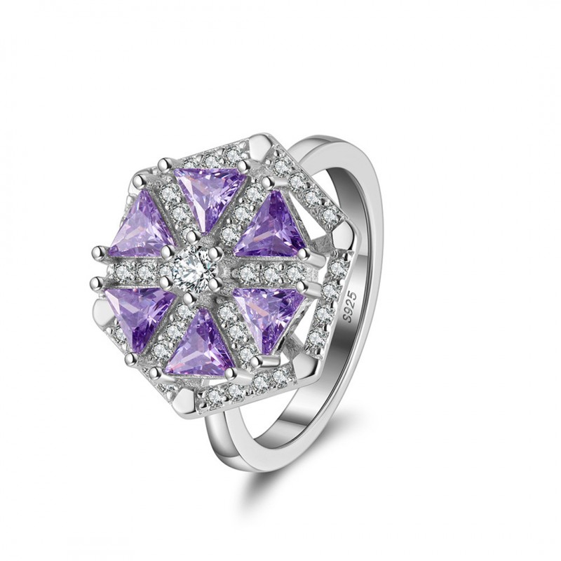 Rotatable Purple Cubic Zirconia Ring 