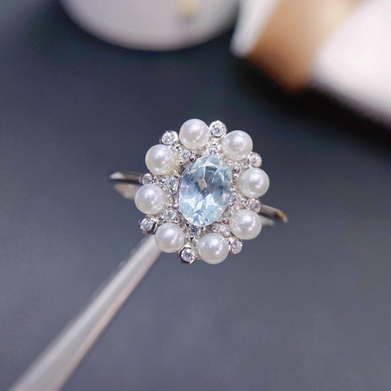 1 Carat Natural Aquamarine Ring