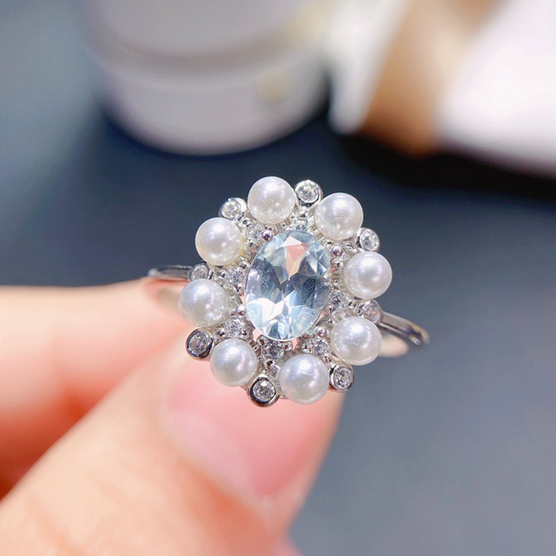 1 Carat Natural Aquamarine Ring