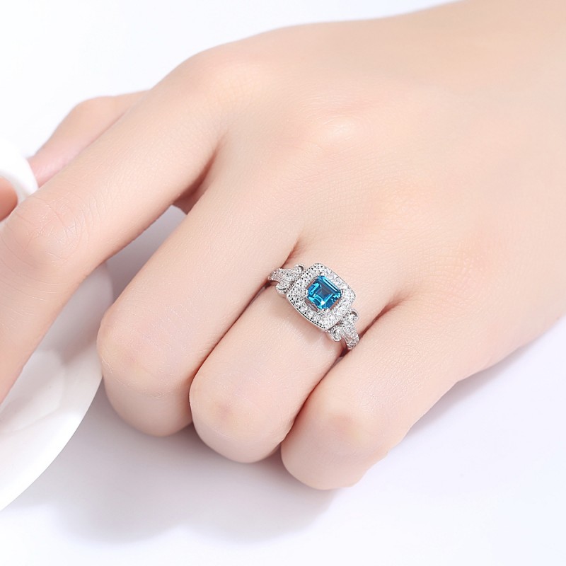 Silver Micro-set Aquamarine Ring