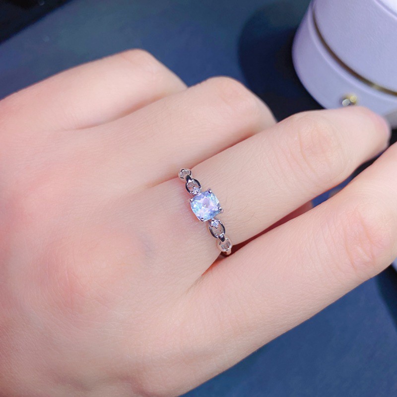 Natural Aquamarine Ring Princess Square 