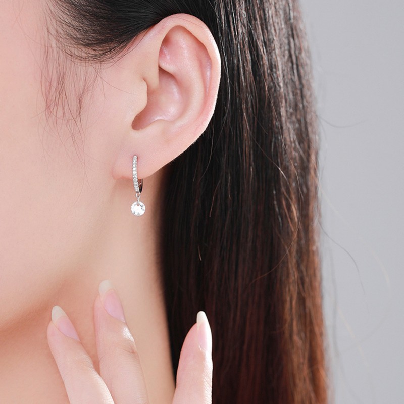 Diamond Earrings, Fashionable Luxury Plated with White Gold