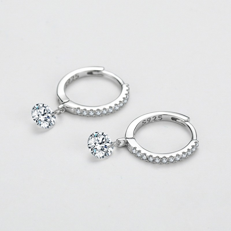 Diamond Earrings, Fashionable Luxury Plated with White Gold