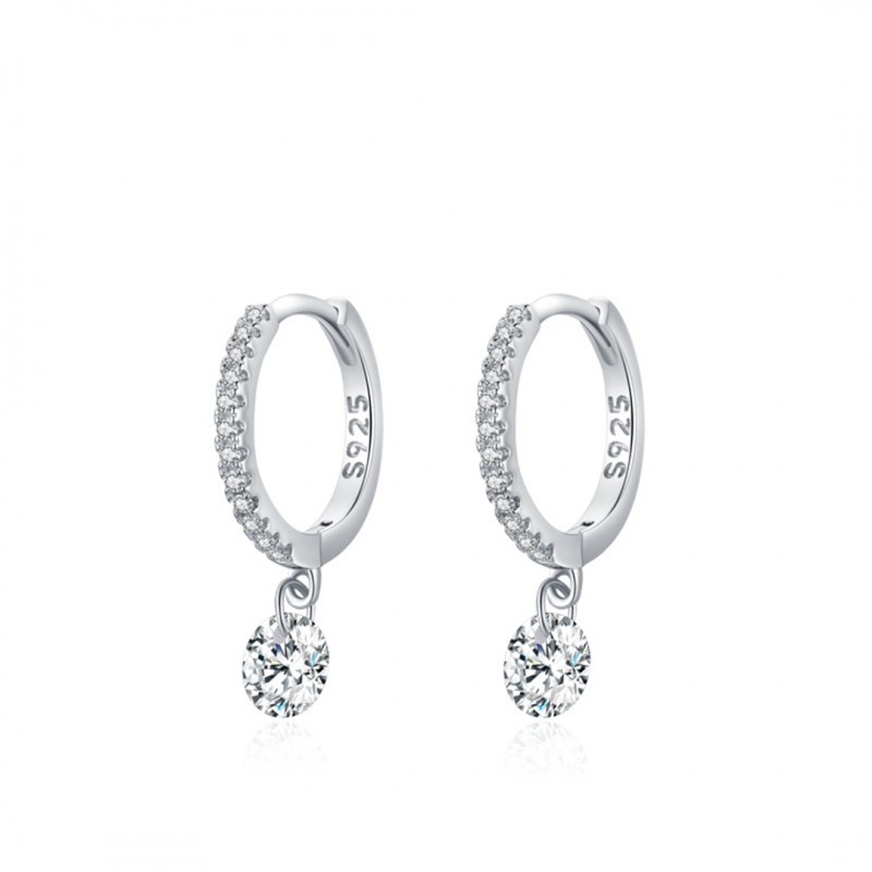 Diamond Earrings, Fashionable Luxury Plated with White Gold