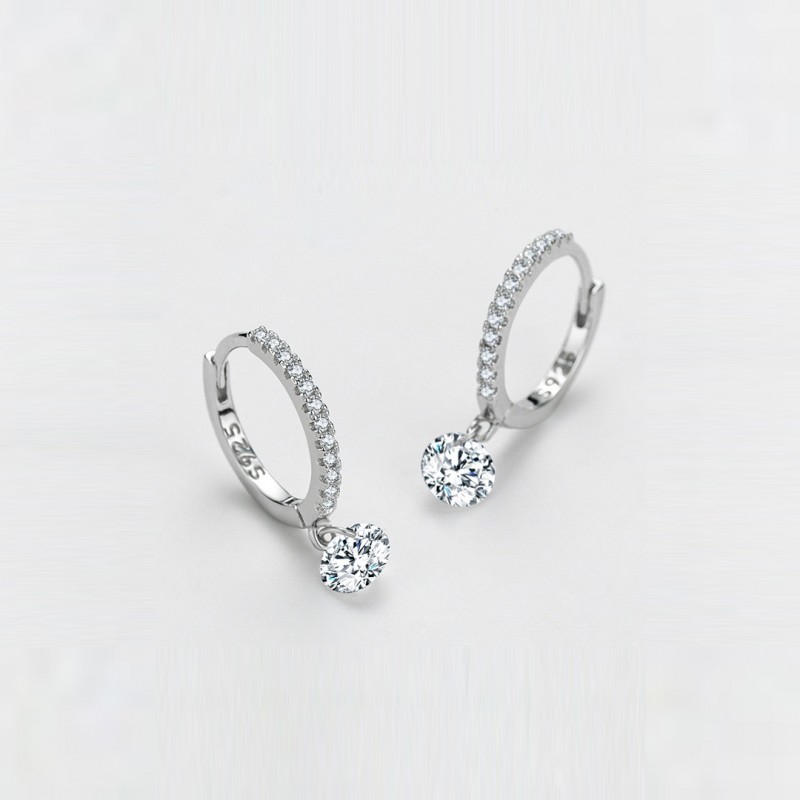 Diamond Earrings, Fashionable Luxury Plated with White Gold