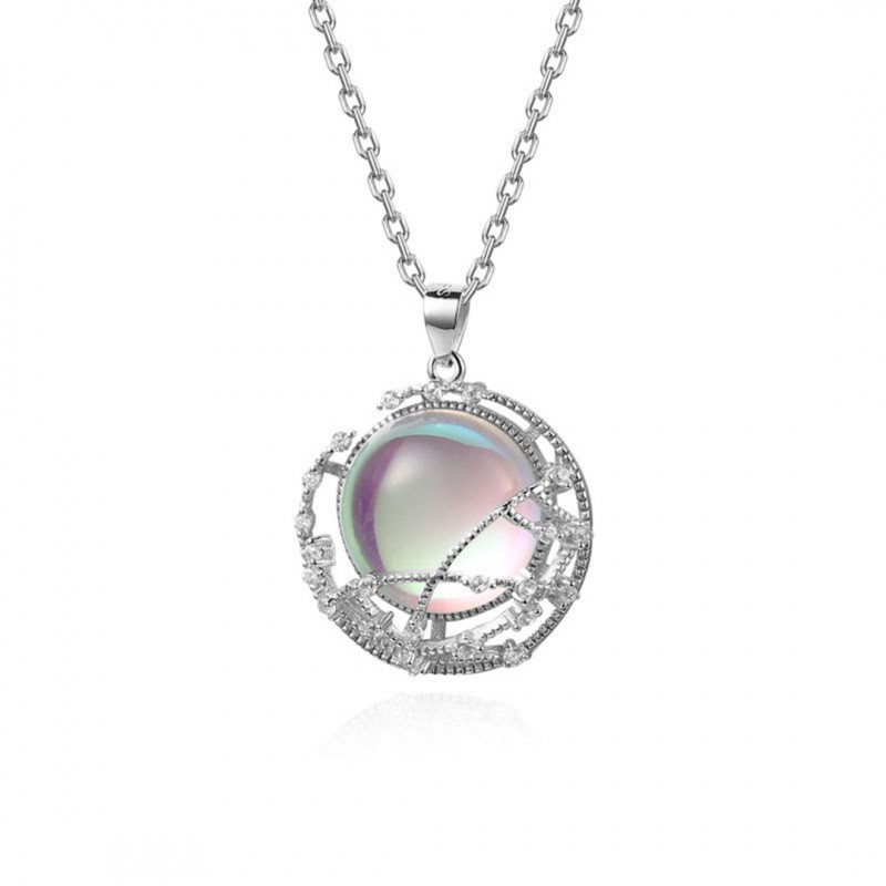 Silver Moonstone Pendant Necklace