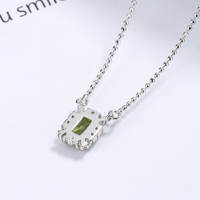 Olivine Square Cubic Zirconia Necklace Female Simple Versatile