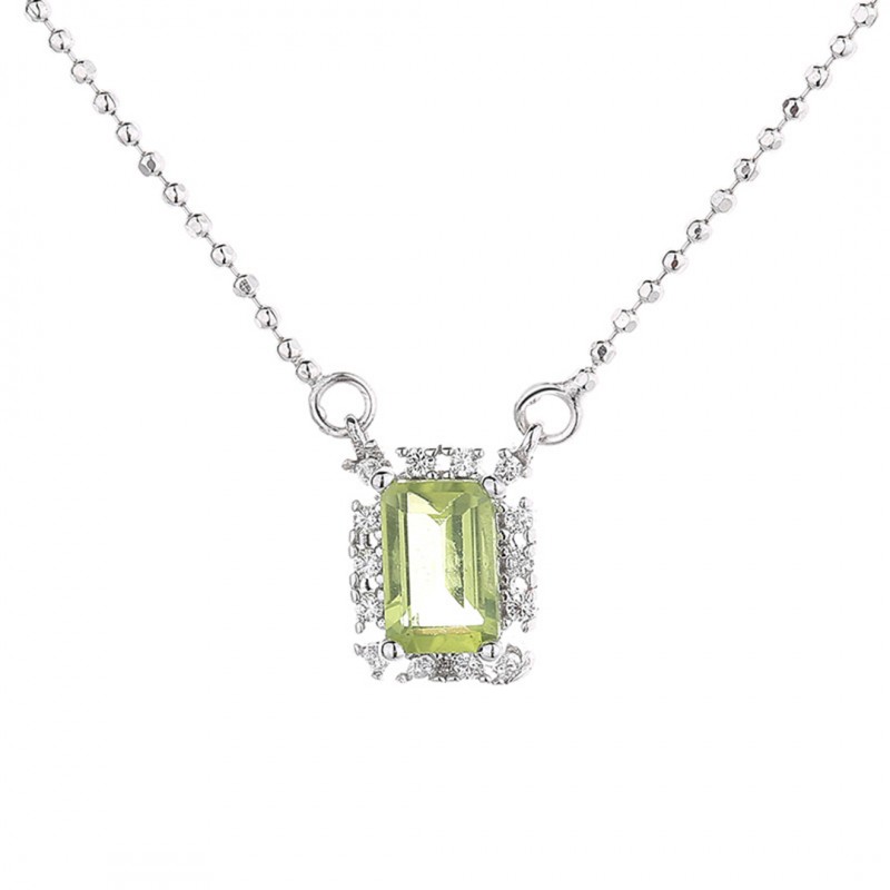 Olivine Square Cubic Zirconia Necklace Female Simple Versatile