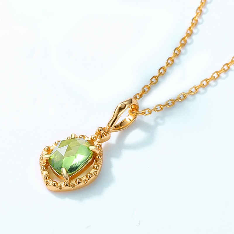 Natural Olivine Pendant Clavicle Chain 