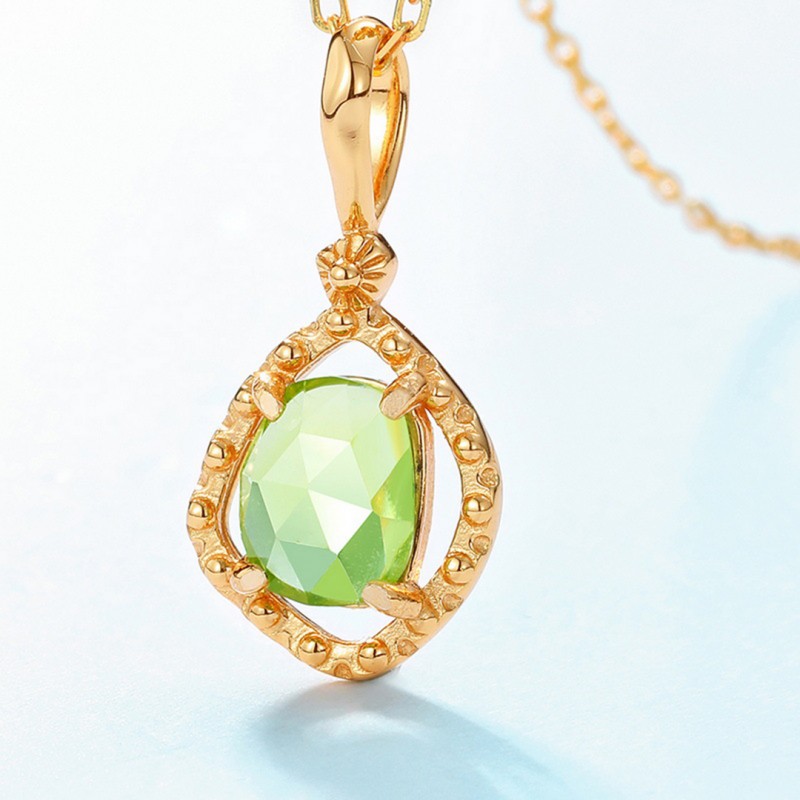 Natural Olivine Pendant Clavicle Chain 