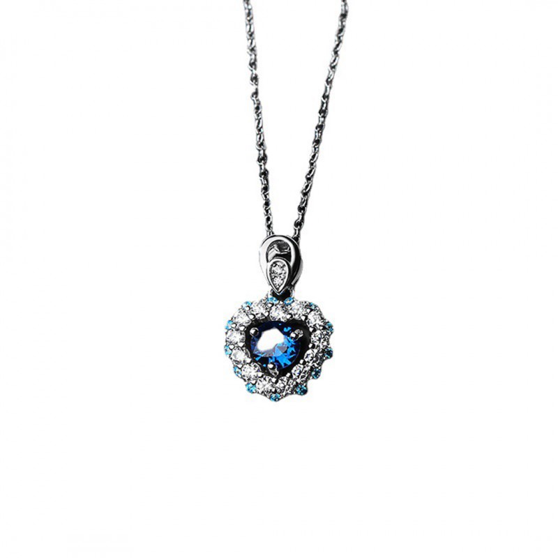 Heart Pendant Clavicle Chain Women's Sapphire Heart