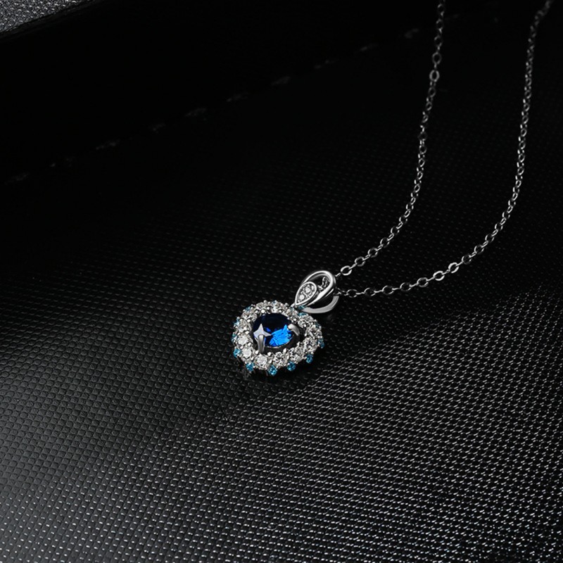 Heart Pendant Clavicle Chain Women's Sapphire Heart