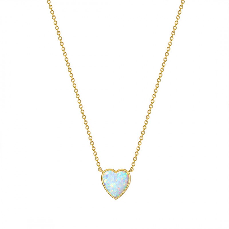 Olivine Moonstone Australian Opal Heart Necklace