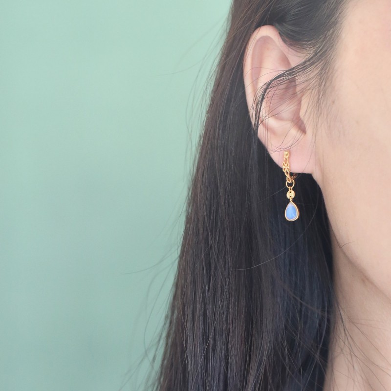 Hollow Floral Pattern Delicate Moonstone Earrings