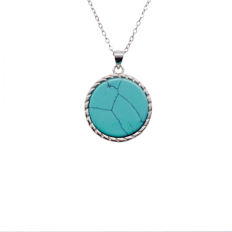 Turquoise Pendant Minimalist Cool Tone Necklace