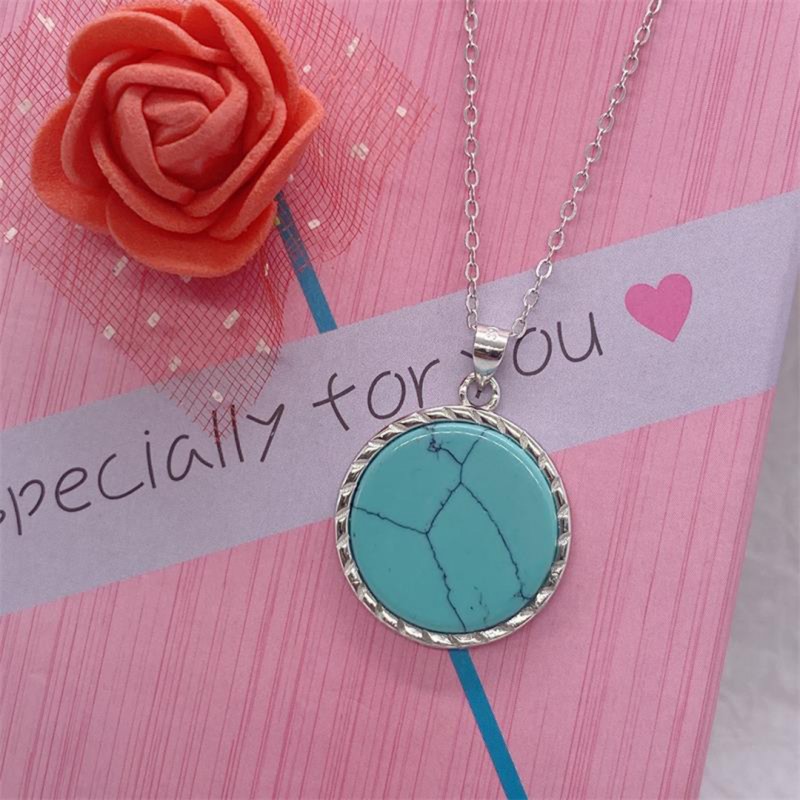 Turquoise Pendant Minimalist Cool Tone Necklace