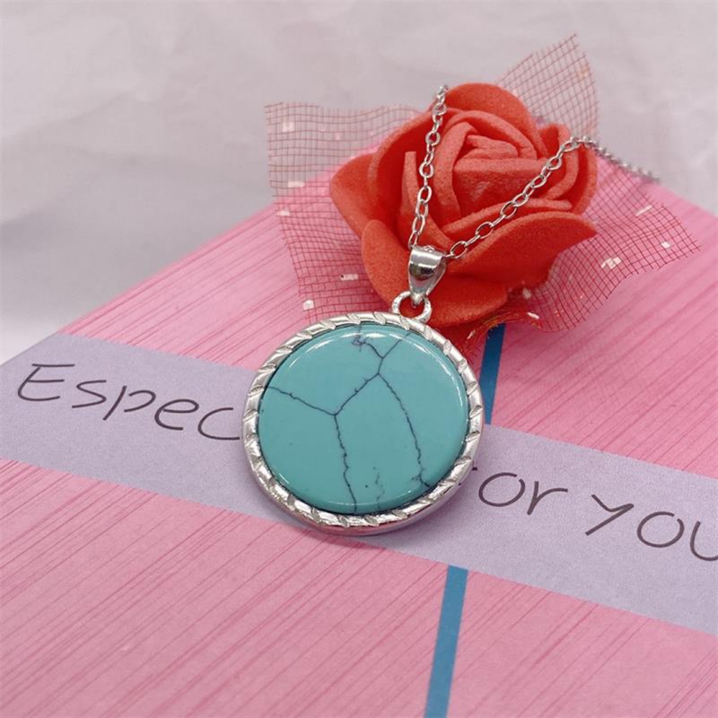 Turquoise Pendant Minimalist Cool Tone Necklace