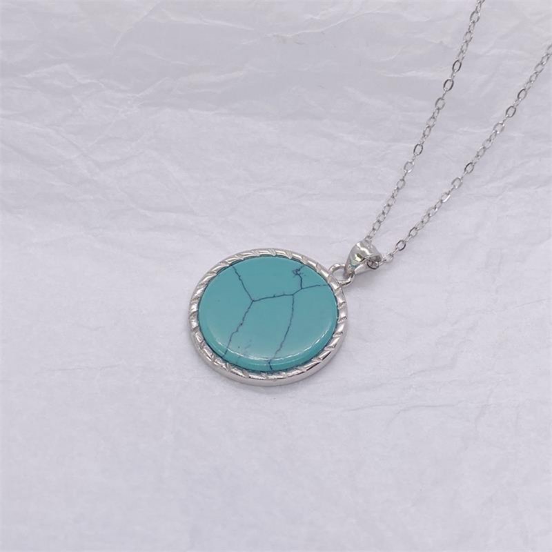 Turquoise Pendant Minimalist Cool Tone Necklace