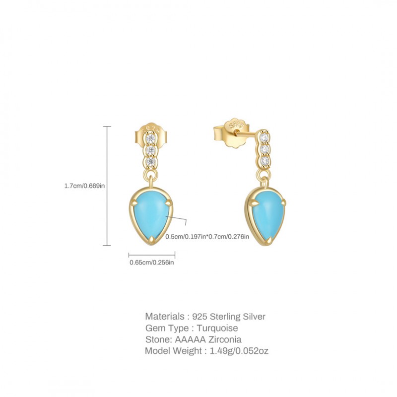 Geometric Diamond-Inlaid Turquoise Earrings