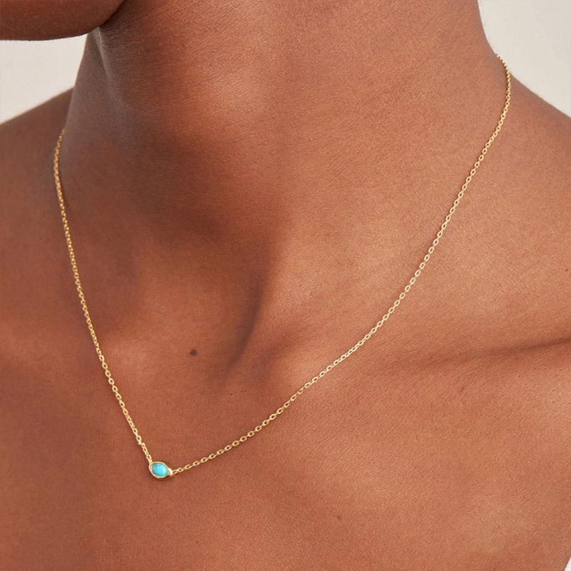 Elegant Turquoise Necklace with Diamond Accents for Women