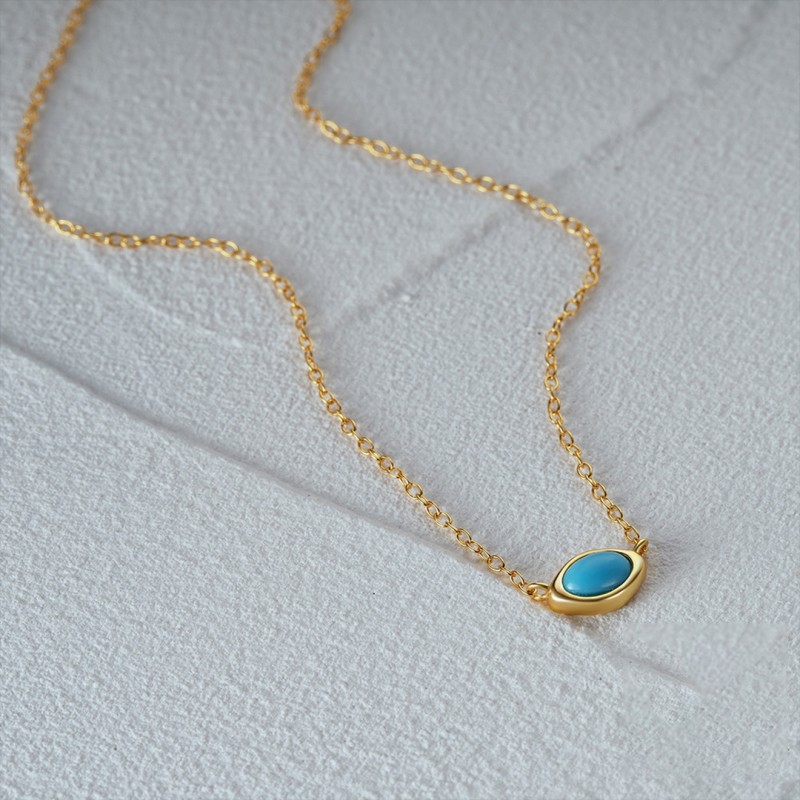 Elegant Turquoise Necklace with Diamond Accents for Women