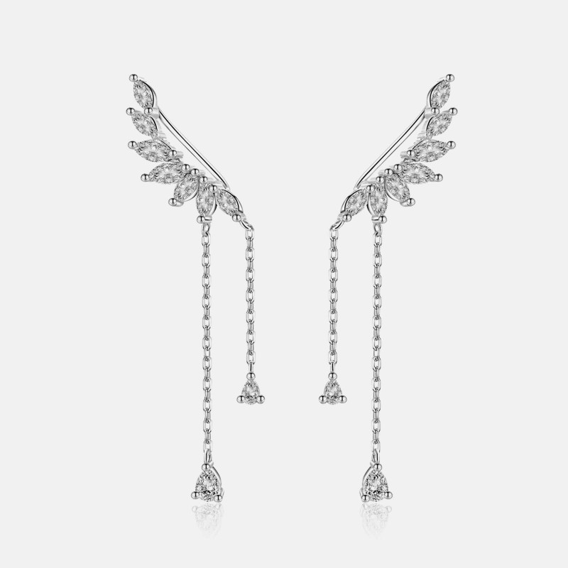 Leaf Tassel U-shaped High-End Feeling Climber Earrings