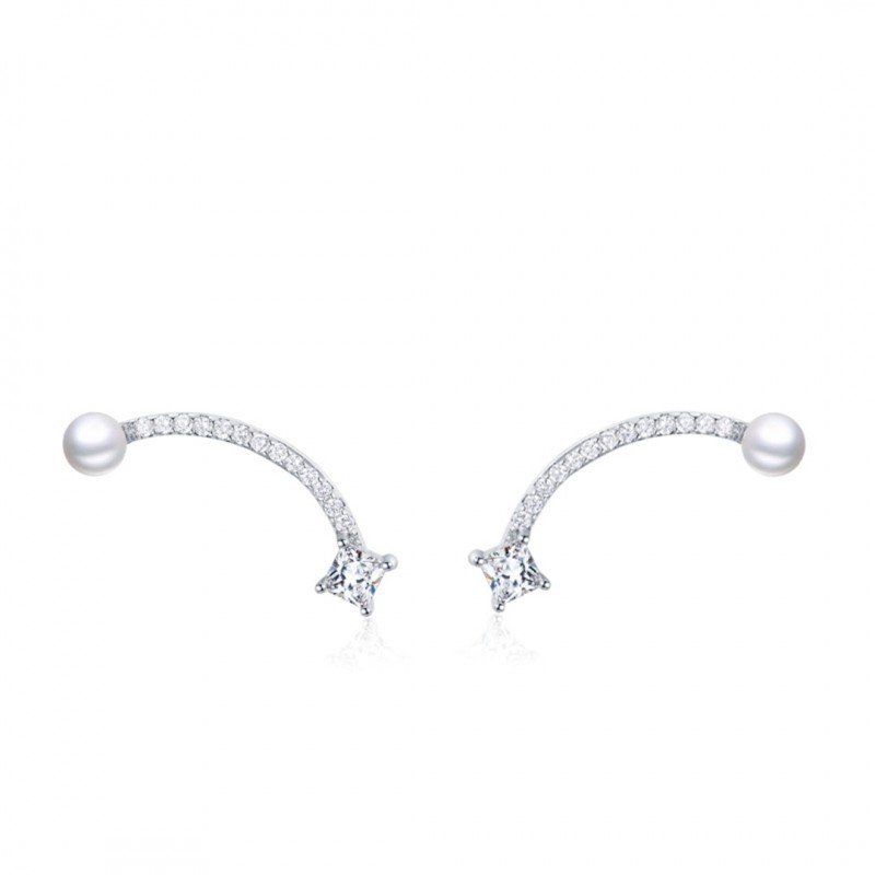 Exquisite Simple Pearl Climber Earrings 