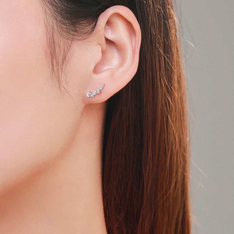 Niche Design Irregular Small Broken Diamond Climber Earrings