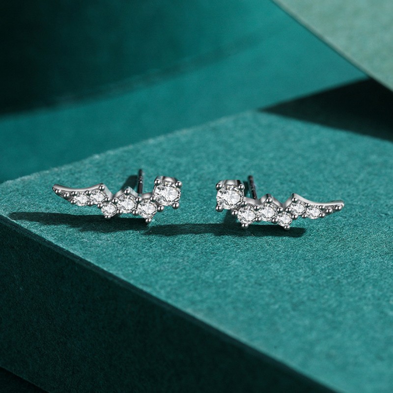 Niche Design Irregular Small Broken Diamond Climber Earrings