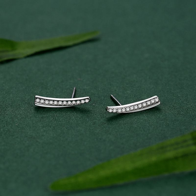 Simple Arc Set with Diamonds Exquisite Versatile Climber Earrings