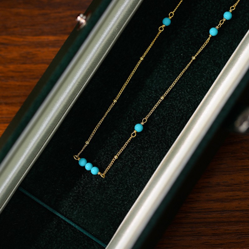 Gold-Plated Turquoise Element Chain Necklace