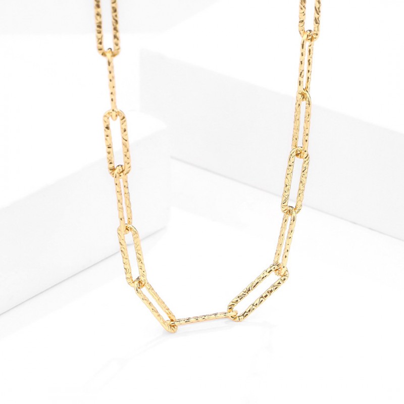 Gold-Plated Embossed Cross Chain Retro 