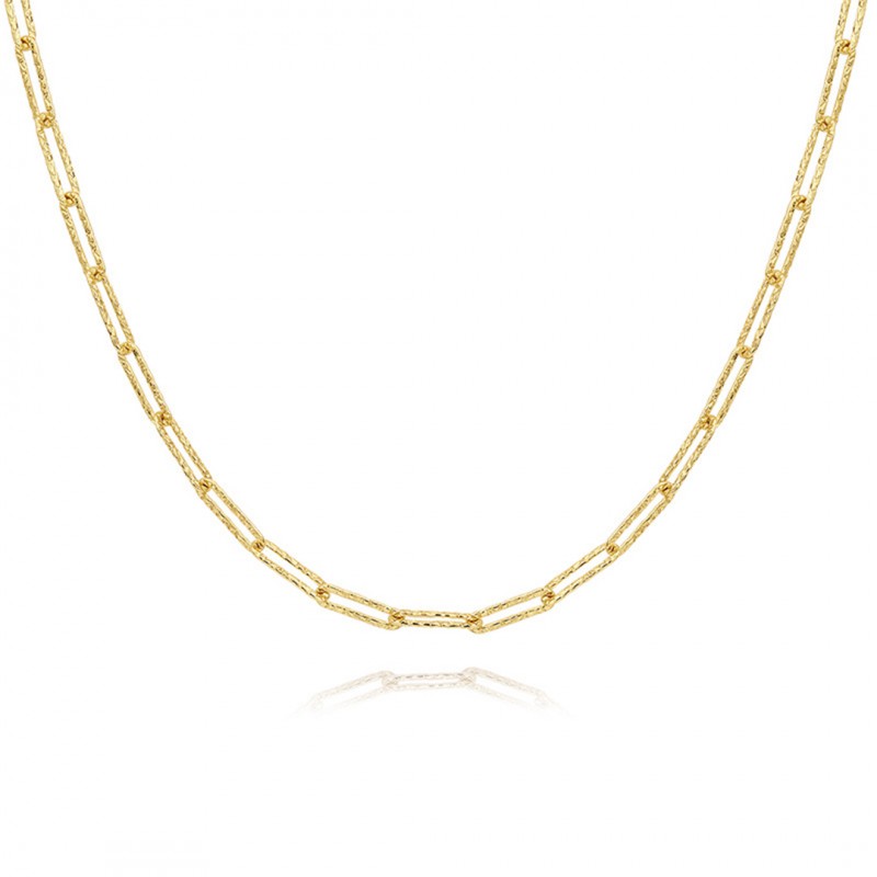 Gold-Plated Embossed Cross Chain Retro 