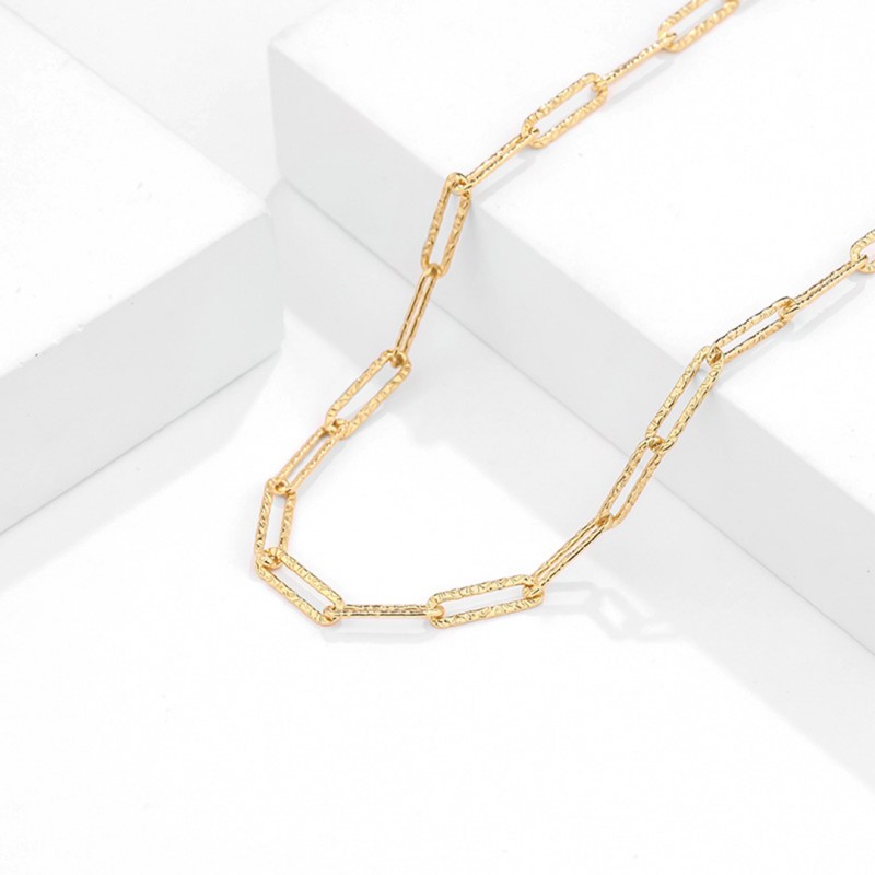 Gold-Plated Embossed Cross Chain Retro 